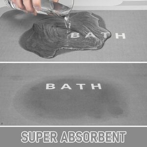 UVTQSSP Bath Mat Rug, Non-Slip Super-Absorbent Quick Dry Washable No Stains Oval Rubber Mat for Bathroom Floor, Tub and Shower, 24" x 16" Grey