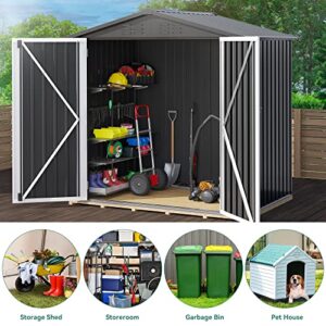 DWVO 6' x 4' Outdoor Storage Shed, Large Metal Tool Sheds, Heavy Duty Storage House with Lockable Doors & Air Vent for Backyard Patio Lawn to Store Bikes, Tools, Lawnmowers,Dark Gray