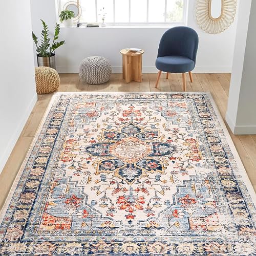 Area Rug 5x7 Rugs for Living Room 5x7 Persian Rugs Washable Rugs 5x7 Vintage Rug for Bedroom Distressed Non Slip