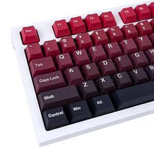 gekucap custom keycaps, 124 keys gradient red & black keycaps, cherry profile pbt keycaps, dye sublimation keycaps set fit for 61/68/87/104/108 cherry mx switches gaming mechanical keyboard