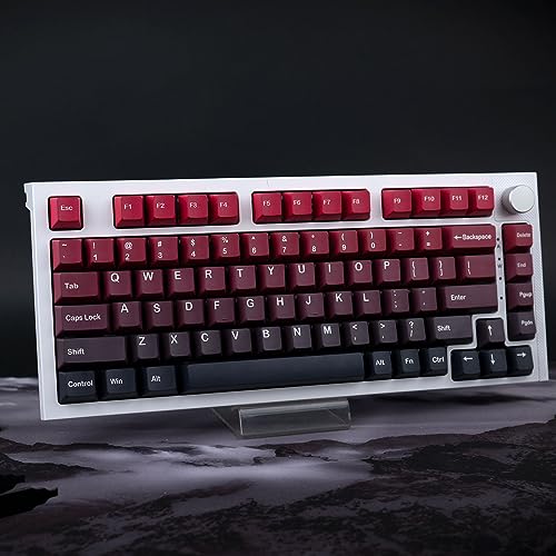 GEKUCAP Custom Keycaps, 124 Keys Gradient Red & Black Keycaps, Cherry Profile PBT Keycaps, Dye Sublimation Keycaps Set Fit for 61/68/87/104/108 Cherry Mx Switches Gaming Mechanical Keyboard