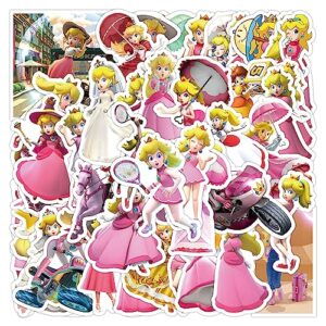 stickers for peach princess party favors supplies kids teens girls party toys decorations vinyl waterproof laptop water bottle stickers a