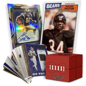 deluxe football card mystery box | 100x official cards | 10x hall of famers | 10x rookies | 4x autograph or relic cards guaranteed | by cosmic gaming collections