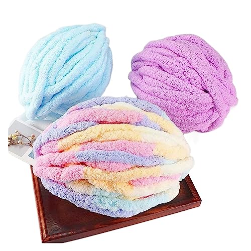 1pcs 250g/ball Soft Thick Line Chunky Chenille Wool Yarn Velvet Yarn Hand Knitting Crochet Yarn for DIY Blanket Cushion Giant Yarn (Color : 13-hui)