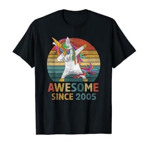 18 Year Old Girl Dabbing Unicorn Awesome Since 2005 Birthday T-Shirt