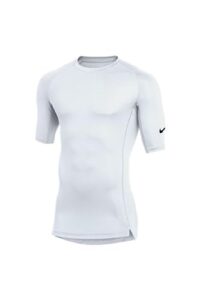 nike mens pro fitted half sleeve tee (large, white)