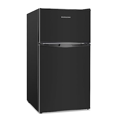 BANGSON Mini Fridge with Freezer, 2 Door Small Refrigerator with Freezer, Mini Fridge for Bedroom, 3.2 CU.FT, For Home, Office, Dorm, Garage or RV, (Black)