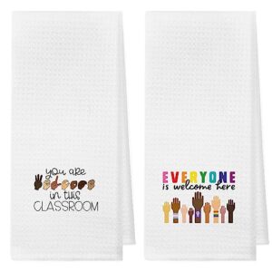 diversity kitchen towels,everyone is welcome here diversity kitchen towels and dishcloths 16×24 inch,american sign language asl diversity hand towel dish towel tea towel for kitchen decor,set of 2