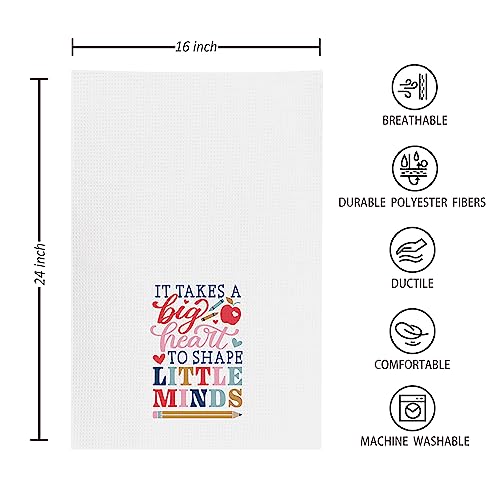 kunlisa Teacher Appreciation Gifts,It Takes a Big Heart to Shape Little Minds Kitchen Towels and Dishcloths 16×24 Inch,Teacher Hand Dish Tea Towel for Kitchen Decor,Thank You Gifts for Teachers