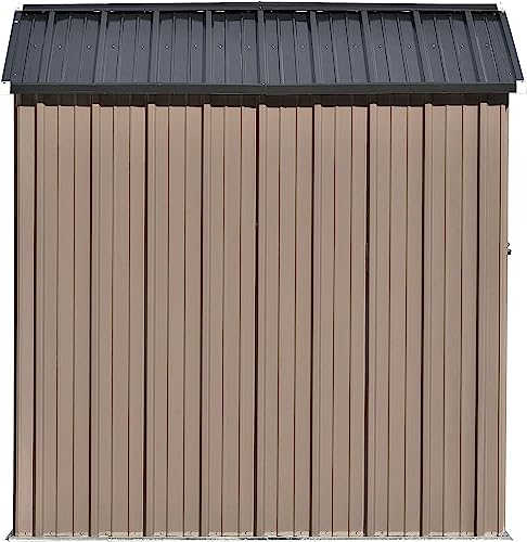 Merax Outdoor Storage Shed, 8X 6 FT Metal Garden Shed Steel Tool Shed Storage House with Adjustable Shelf and Lockable Doors,Tool Cabinet with Vents and Foundation for Backyard, Patio & Lawn, Brown