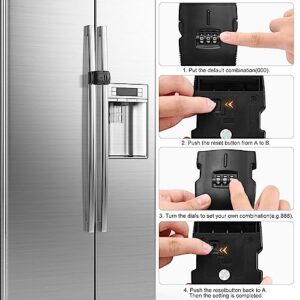 Upgraded! Adjustable French Door Refrigerator Lock Strape - Perfect for Kids and Adults. Child- Proof Your Refrigerator with Our High-end Combination Fridge Lock, Designed for Special Needs.