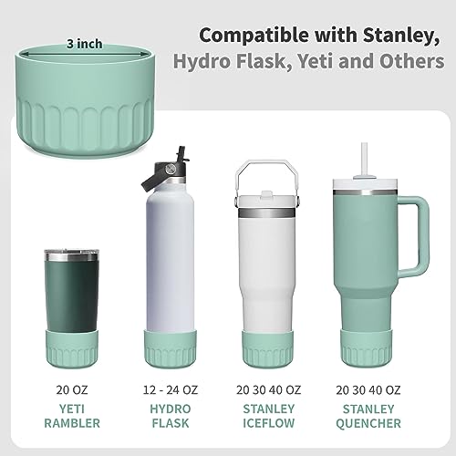 Silicone Bottle Boot Sleeve for Stanley Cup Accessories Tumbler Quencher & Ice Flow 40 30 20 oz, Hydroflask 12-24 oz, Owala and Simple Modern, Boot Cover Fit Water Bottle Bottom Width of 2.8"-3"