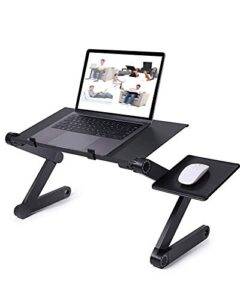 rainbean adjustable laptop desk, laptop stand for bed portable lap desk foldable table workstation notebook riser with mouse pad