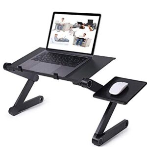 RAINBEAN Adjustable Laptop Desk, Laptop Stand for Bed Portable Lap Desk Foldable Table Workstation Notebook Riser with Mouse Pad