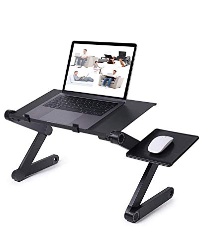 RAINBEAN Adjustable Laptop Desk, Laptop Stand for Bed Portable Lap Desk Foldable Table Workstation Notebook Riser with Mouse Pad