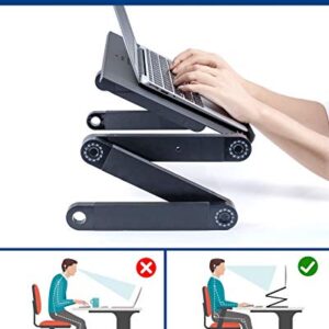 RAINBEAN Adjustable Laptop Desk, Laptop Stand for Bed Portable Lap Desk Foldable Table Workstation Notebook Riser with Mouse Pad