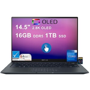 asus zenbook 14x oled business laptop | 14.5" 2.8k 120hz multi-touch 550nits | 13th gen intel 14-core i7-13700h | 16gb ddr5 1tb ssd | backlit keyboard thunderbolt win11pro + 32gb microsd card