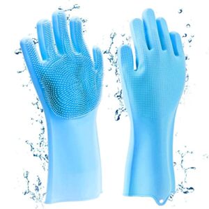 silicone hand gloves for dish washing kitchen cleaning gloves, pet grooming, great for washing dish, car, bathroom (multicoloured)