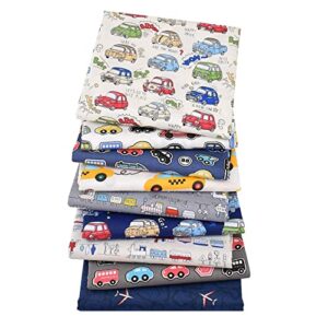 quilting fabric 9-piece car cars fabric by the yard car theme print cotton fabric comfortable with lorry cargo truck muscle car and taxi boy toys, decorative fabric for upholstery and home accents