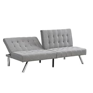 Convertible Sofa Bed, Futon Sofa Bed with Stainless Leg, Convertible Sleeper Sofa for Compact Living Space, Apartment, Dorm, Studio, Office, Gray