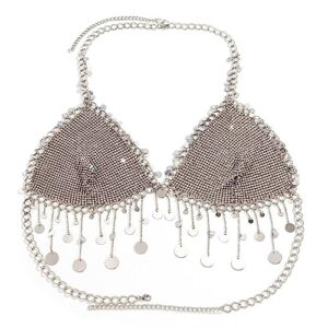 rhineston sequins top bikini bra top chest festival party top body chain jewerly for women