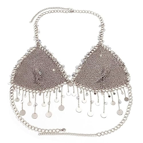 Rhineston Sequins Top Bikini Bra Top Chest Festival Party Top Body Chain Jewerly for Women