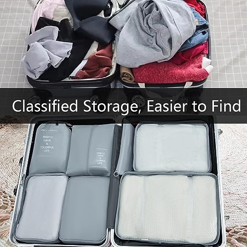 Sonekin Luggage Organizer Bags,Packing Bags for Suitcases,10 Set Packing Cube Set,Travel Cubes for Packing Women,Packing Cubes for Carry on,Packing Bags for Travel,Suitable for Travel Must Haves. (Grey)