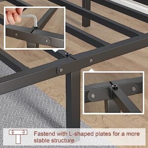 Pliwier Twin Size Metal Platform Bed Frame,14" High Bed Frame with Headboard, Premium Steel Slat Support, No Box Spring Needed, Anti-Slip, Easy Assembly