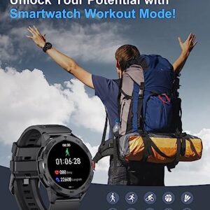 Smart Watch for Men Answer/Make Call,1.39''HD Touchscreen,400 mAh Battery,100 Sports Modes, 5ATM Waterproof Smartwatch with Heart Rate/SpO2/Blood Pressure Fitness Watch for Android/iOS Black