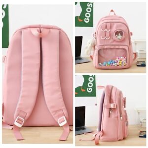 Kawaii Backpack with Cute Accessories Large Capacity Spring Summer Rucksack for Women Aesthetic Trendy Casual Daypack (Purple)