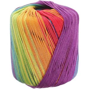 tehaux rainbow soft yarn, 1 roll 133m cotton thread balls yarn multi colored knitting yarn for crocheting knit hand embroidery