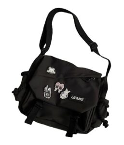 loizziuy y2k backpack kawaii large capacity aesthetic backpack cute casual travel mochilas daypacks (1015 black [single pack plus random 4 badge])
