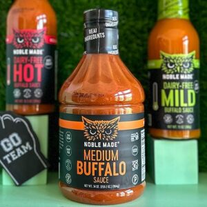 Noble Made Buffalo Dipping & Wing Sauce, Whole30 Approved, Paleo, Keto, Vegan, Gluten and Dairy Free, Zero Sugar and Soy Free, Low Carb and Calorie (Medium Buffalo, 34oz (1 Count))