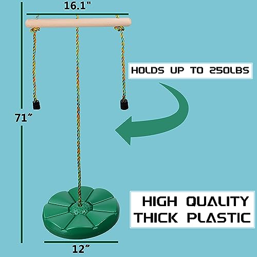 Swing for Kids Disc Swing Tree Swing Set Accessories Rope Swing Adjustable Swing Set with Monkey Bars 1 Carabiner 2 Added Hanging Straps, 3 in 1 Heavy Duty Swingset for Zipline Outdoor Backyard