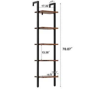 YMYNY Industrial 5+ 6-Tier Wall Mounted Bookcase with Metal Frame，HRF-TM018+HBC015H