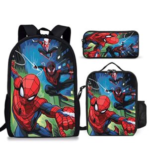 school backpack lightweight travel backpack cartoon large capacity insulated lunch box pencil case 3 piece set for kids gifts