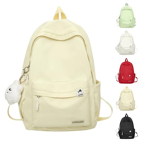 VTTDB Kawaii Backpack with Cute Accessories Casual Aesthetic Daypack Waterproof Travel Rucksack Large Laptop Bag for Women (yellow)