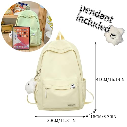 VTTDB Kawaii Backpack with Cute Accessories Casual Aesthetic Daypack Waterproof Travel Rucksack Large Laptop Bag for Women (yellow)