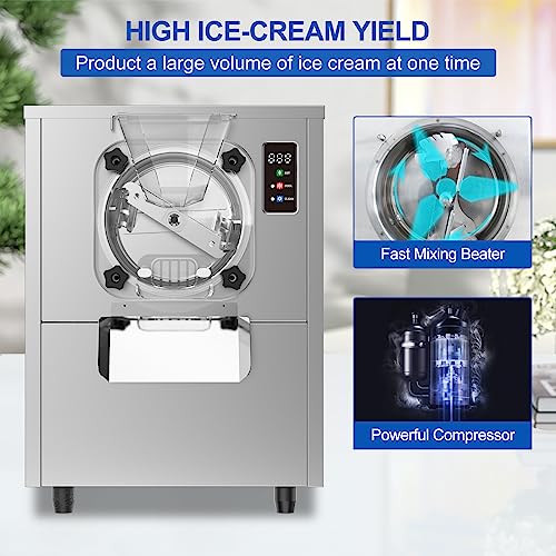 BZD Commercial Gelato Hard Ice Cream Machine - 1400W 4.3 to 5.3 Gallons Per Hour with LED Panel Auto Clean Perfect 110V Ice Cream Machine for Snack Bars Restaurants supermarket