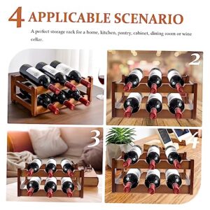 Veemoon Solid Wood Wine Rack Wine Storage Stand Wine Cabinet Organizer Water Bottle Holder Stand Liquor Cabinet for Home Table Top Wine Rack Show Racks for Floor Red Wine Display Rack