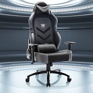 big and tall gaming chair 350lbs-racing style computer gamer chair,ergonomic office pc chair with wide seat, reclining back, adjustable armrest-black