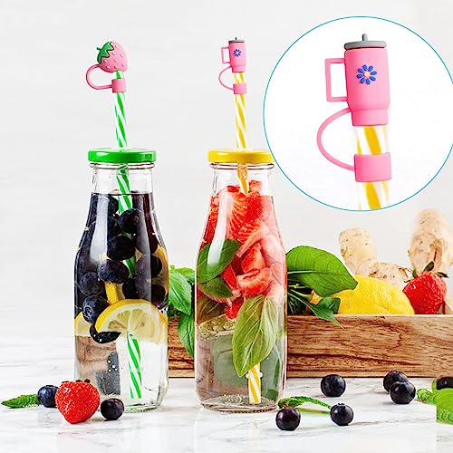 8 PCS Straw Covers Cap, Straw Cover for Stanley 30&40 Oz Tumbler, Reusable Silicone Straw Toppers Cute Straw Tip Covers in Various Shapes, Drinking Straw Caps for 10 Mm Straw. (Mixed Style)