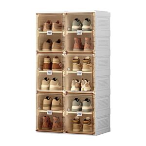 weerock shoe organizer cabinet, 6 tier 2 rows shoe rack for 12 pairs shoes, entryway shoes storage shelf