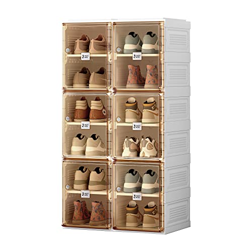 WEEROCK Shoe Organizer Cabinet, 6 Tier 2 Rows Shoe Rack for 12 Pairs Shoes, Entryway Shoes Storage Shelf