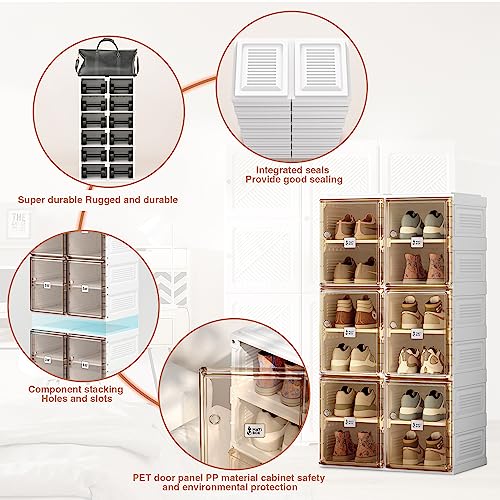 WEEROCK Shoe Organizer Cabinet, 6 Tier 2 Rows Shoe Rack for 12 Pairs Shoes, Entryway Shoes Storage Shelf