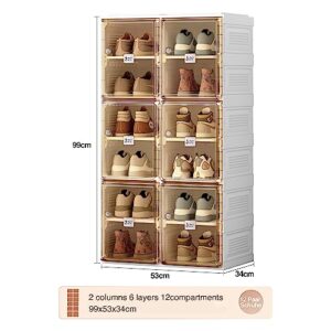 WEEROCK Shoe Organizer Cabinet, 6 Tier 2 Rows Shoe Rack for 12 Pairs Shoes, Entryway Shoes Storage Shelf