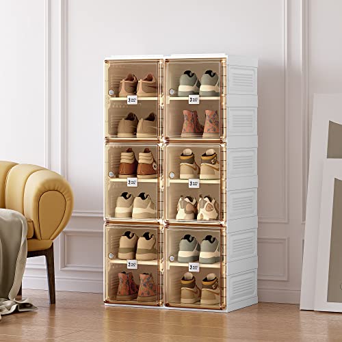 WEEROCK Shoe Organizer Cabinet, 6 Tier 2 Rows Shoe Rack for 12 Pairs Shoes, Entryway Shoes Storage Shelf