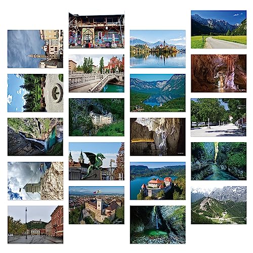 Dear Mapper Slovenia Vintage Landscape Postcards Pack 20pc/Set Postcards from Around the World Greeting Cards for Business World Travel Postcard for Mailing Decor Gift