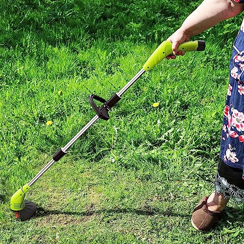 Cordless Lawn Trimmer Weed Wacker + 3PCS Metal Cutter Blades Replacement for 12V Cordless Grass Trimmer
