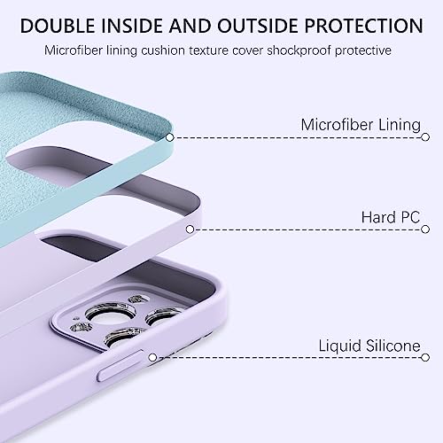 GUAGUA for iPhone 14 Pro Max Case, Silicone Phone Case for iPhone 14 Pro Max, [Full Camera Len Protector] Scratch Resistant Shockproof Protective Phone Case for iPhone 14 Pro Max 6.7'', Lilac Purple